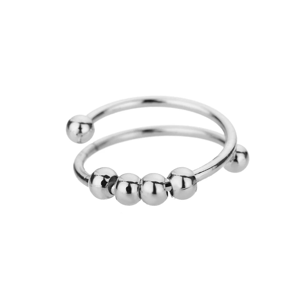 Bagues en perles d'anxiété pour femmes, Spinner ouvert, réglable, en acier inoxydable, rotatif librement, Anti-Stress, bijoux cadeau