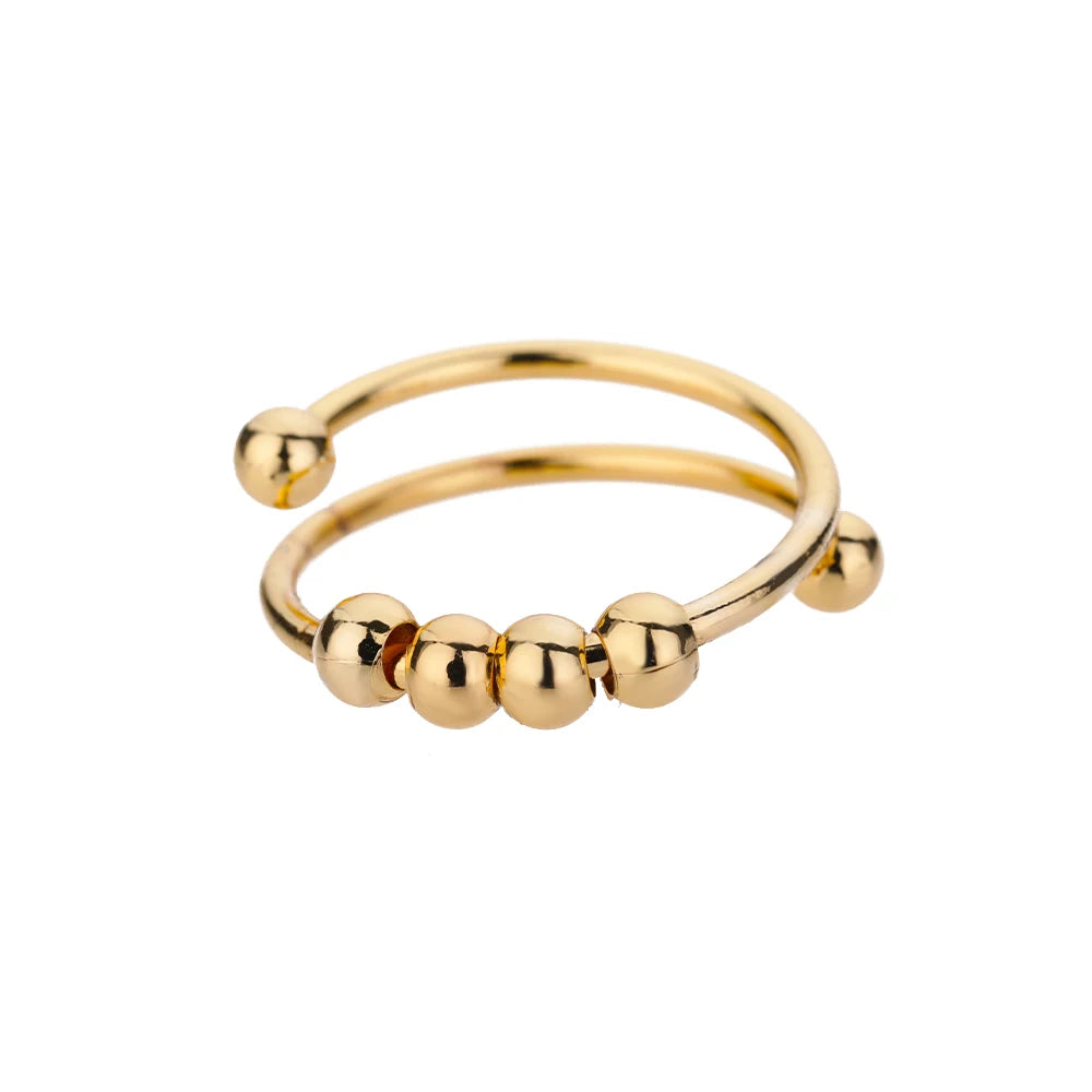 Bagues en perles d'anxiété pour femmes, Spinner ouvert, réglable, en acier inoxydable, rotatif librement, Anti-Stress, bijoux cadeau