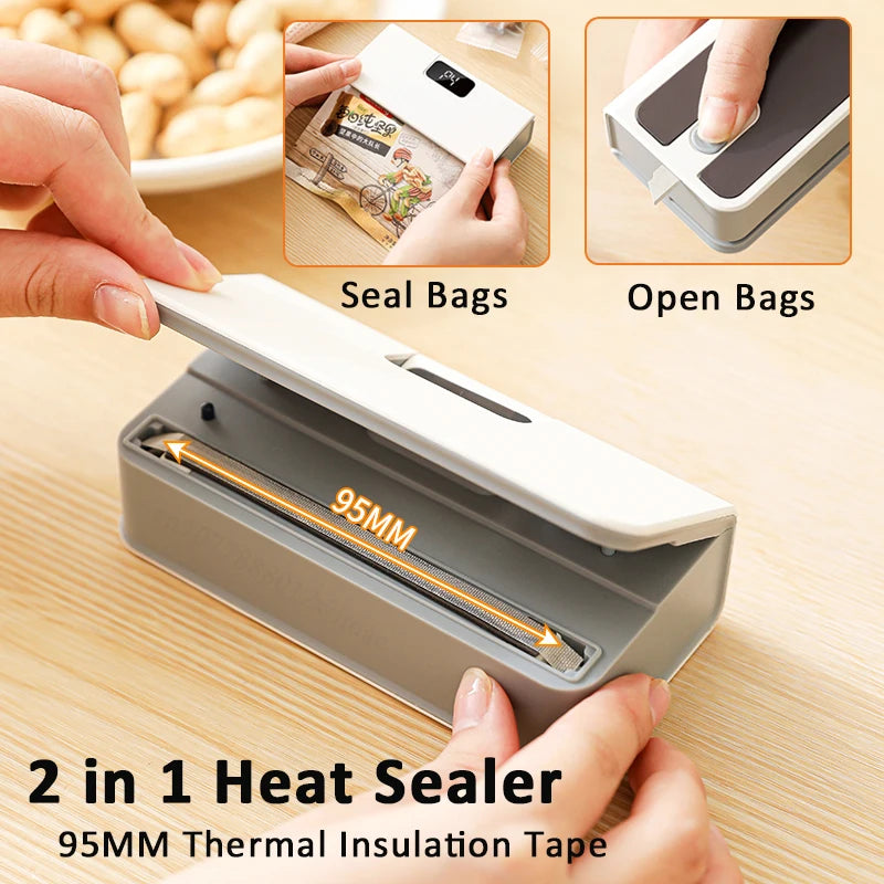 Scelleuse de sacs en plastique Mini Machine de cachetage de sacs thermiques 2 en 1 scelleuse de sacs thermiques Machine de cachetage d'emballage alimentaire scelleuse de sacs Portable
