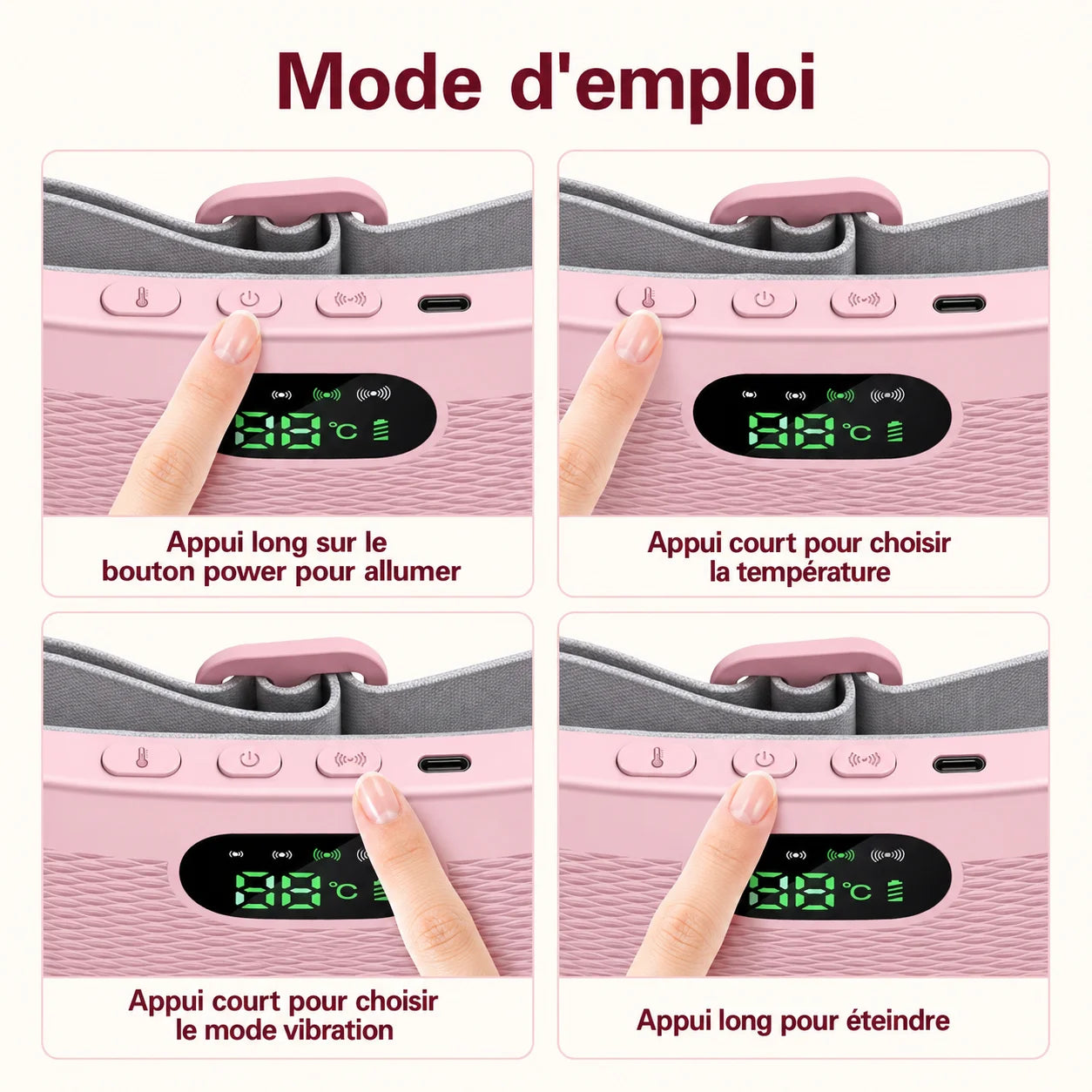 Mode d'emploi de la ceinture chauffante Zichno