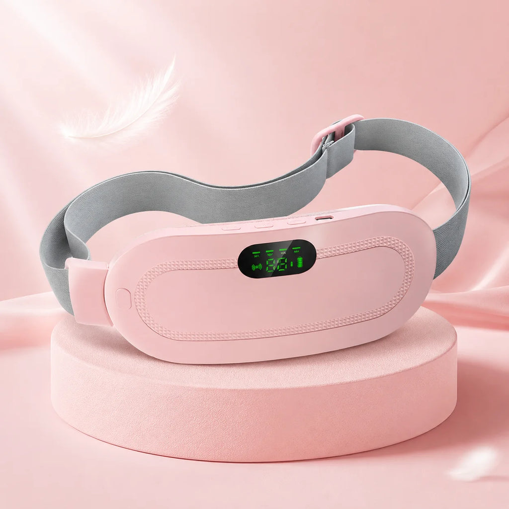 Ceinture chauffante menstruelle Zichno rose poudré, présentation studio