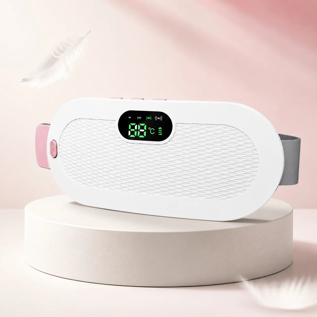 Ceinture chauffante menstruelle Zichno blanc nacré, présentation studio